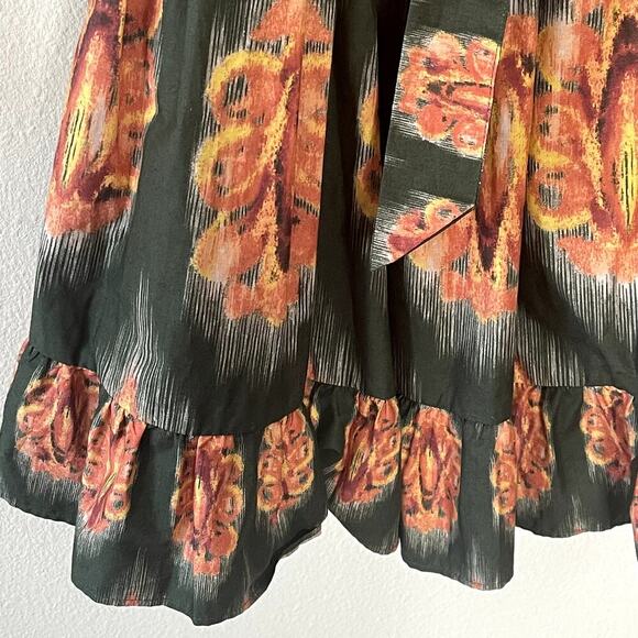 A LOVES A. HUNTER GREEN ORANGE FLORAL ALL COTTON MINI DRESS 3/4 SLEEVE SIZE L - Picture 5 of 12